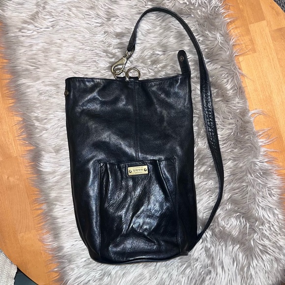 DKNY Black Leather Sling Backpack main image 8